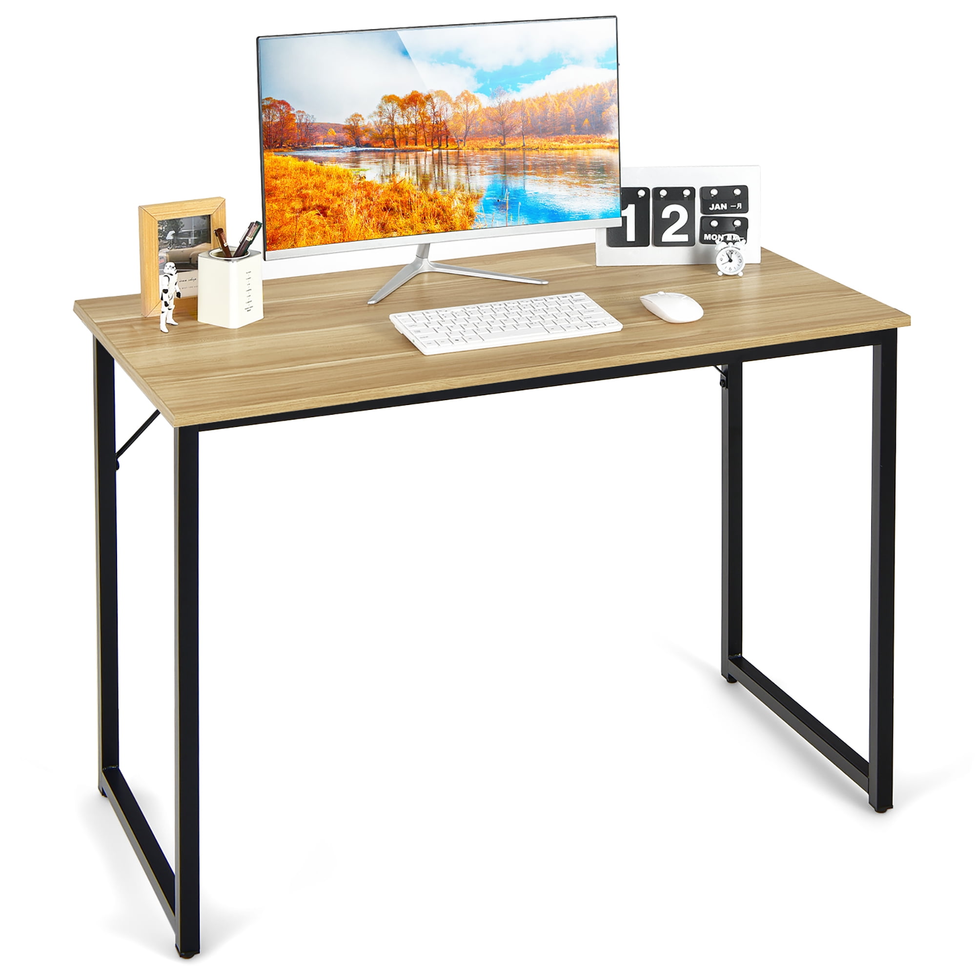 PayLessHere 47 inch Computer Desk Modern Writing Desk, Simple Study Table,  Industrial Office Desk, Sturdy Laptop Table for Home Office, Nature