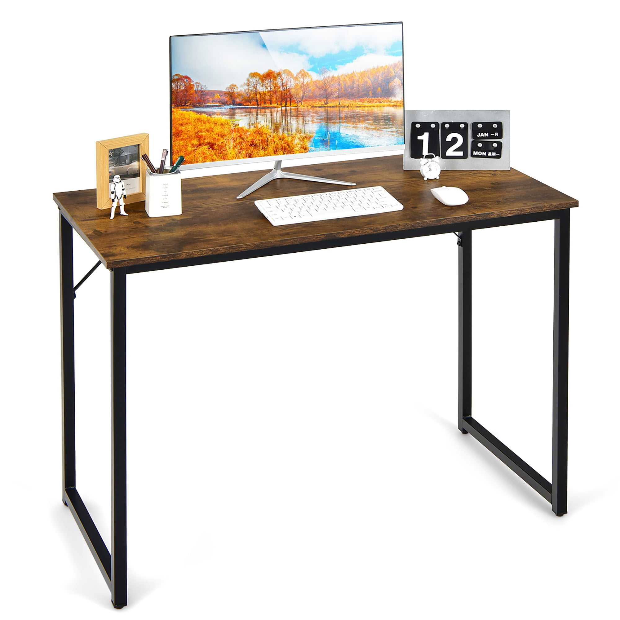 Costway Computer Desk Writing Workstation Study Laptop Table Home Office  Natural