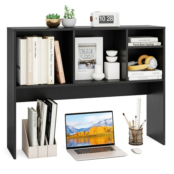 Costway Computer Desktop Bookcase Countertop Storage Bookshelf Organizer with 4 Cubbies Black