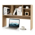 Costway Office Shelf Natural Desktop Bookcase with 4 Cubbies, Desk
