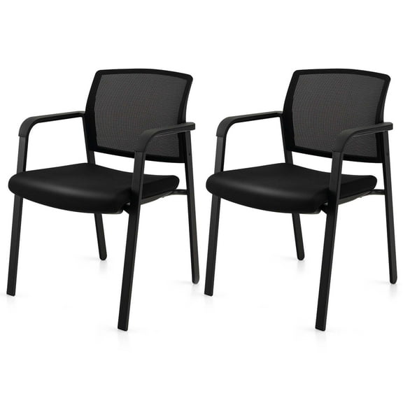 Costway Conference Chairs Set of 2 Stackable Office Guest Mesh Chairs for Waiting Room