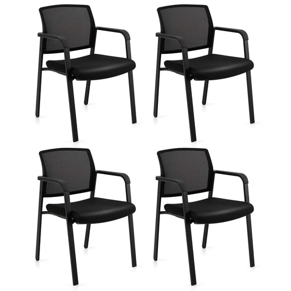 Costway Conference Chairs Set of 4 Stackable Office Guest Mesh Chair Waiting Room Wheels