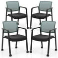 thumbnail image 1 of Costway Conference Chairs Set of 4 Stackable Office Guest Mesh Chair Waiting Room Wheels, 1 of 8