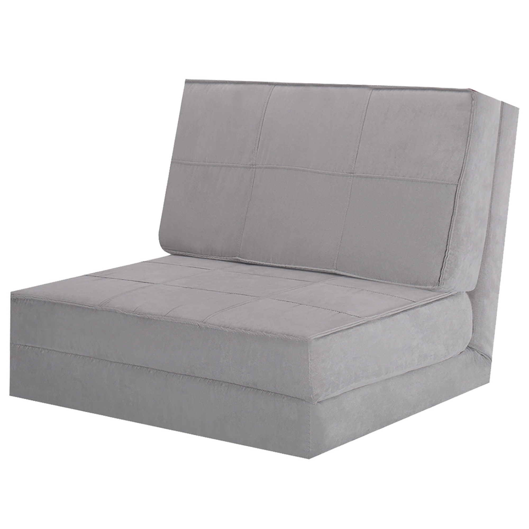 Costway Convertible Fold Down Chair Flip Out Lounger Sleeper Bed Couch Grey - image 1 of 10