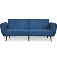 thumbnail image 1 of Costway Convertible Futon Sofa Bed Adjustable Couch Sleeper w/ Wood Legs Navy, 1 of 11