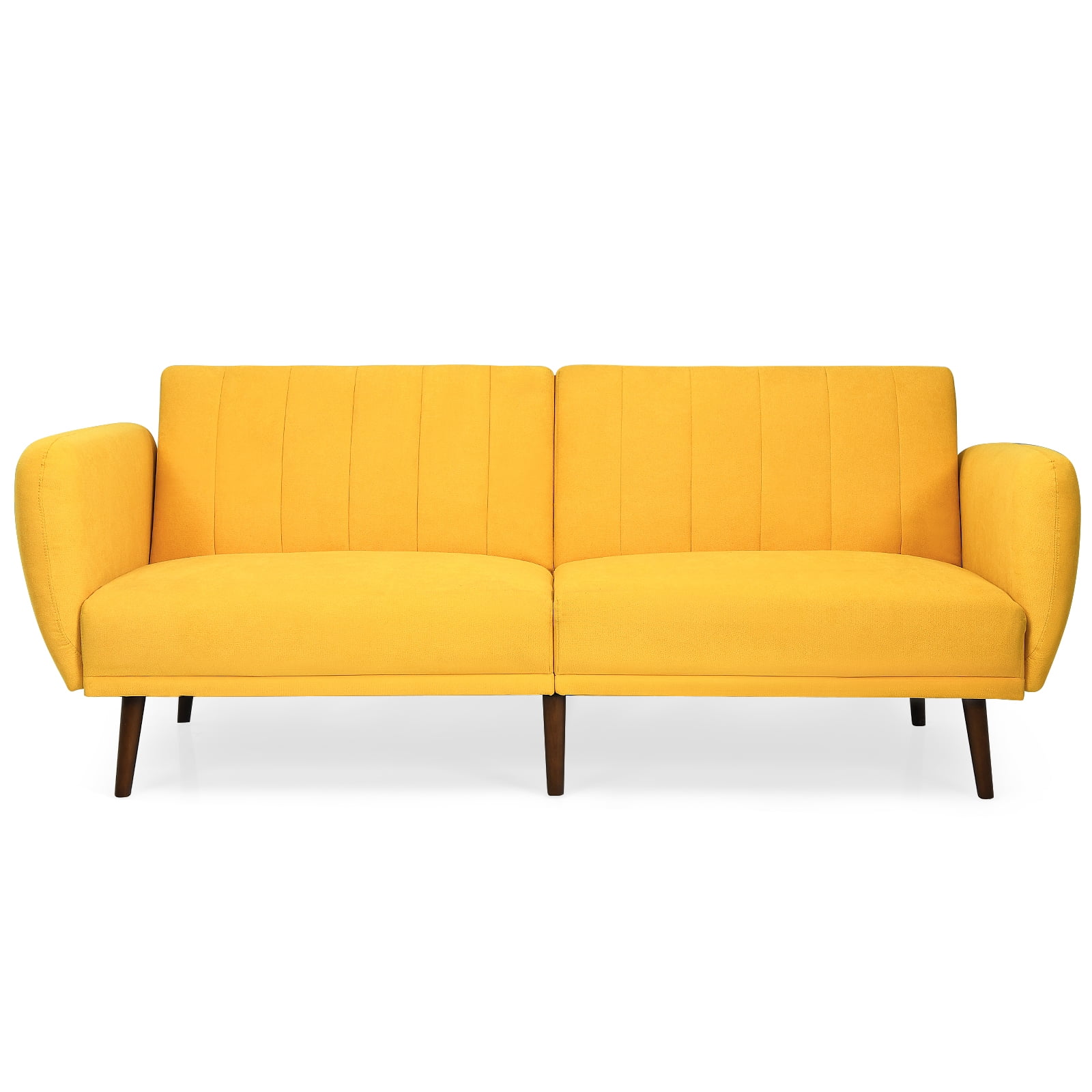 Costway Convertible Futon Sofa Bed Adjustable Couch Sleeper w/ Wood ...