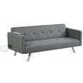 thumbnail image 1 of Costway Convertible Futon Sofa Bed Folding Recliner w/USB Ports&Power Strip Grey, 1 of 11