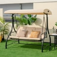 thumbnail image 1 of Costway Converting Outdoor Swing Canopy Hammock 3 Seats Patio Deck Furniture beige, 1 of 10