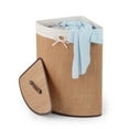 thumbnail image 1 of Costway Corner Bamboo Hamper Laundry Basket Washing Cloth Bin Storage Bag Bamboo, 1 of 10