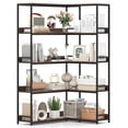 thumbnail image 1 of Costway Corner Bookshelf 5-Tier L-Shaped Bookcase 71" Tall Etagere Bookshelf Walnut, 1 of 11