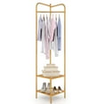 thumbnail image 1 of Costway Corner Coat Rack with Shelves Freestanding Hall Tree with Top Hanger Golden, 1 of 10