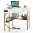 thumbnail image 1 of Costway Corner Desk with Built-in Charging Station Storage Drawers & Open Shelves Office, 1 of 10