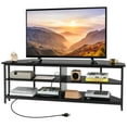 thumbnail image 1 of Costway Corner TV Stand for TVs up to 65" TV Console Table with AC Outlets&USB A Ports Black, 1 of 10