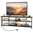 thumbnail image 1 of Costway Corner TV Stand for TVs up to 65" TV Console Table with AC Outlets&USB A Ports Rustic Brown, 1 of 10