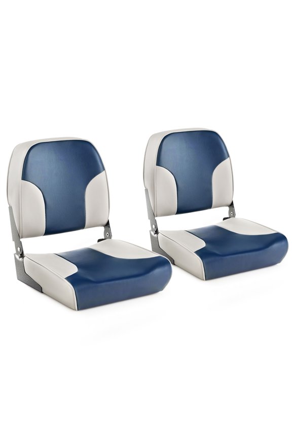 Folding Boat Seat Set Blue and Gray Durable Strap Folding Design Fishing (2 Counts)