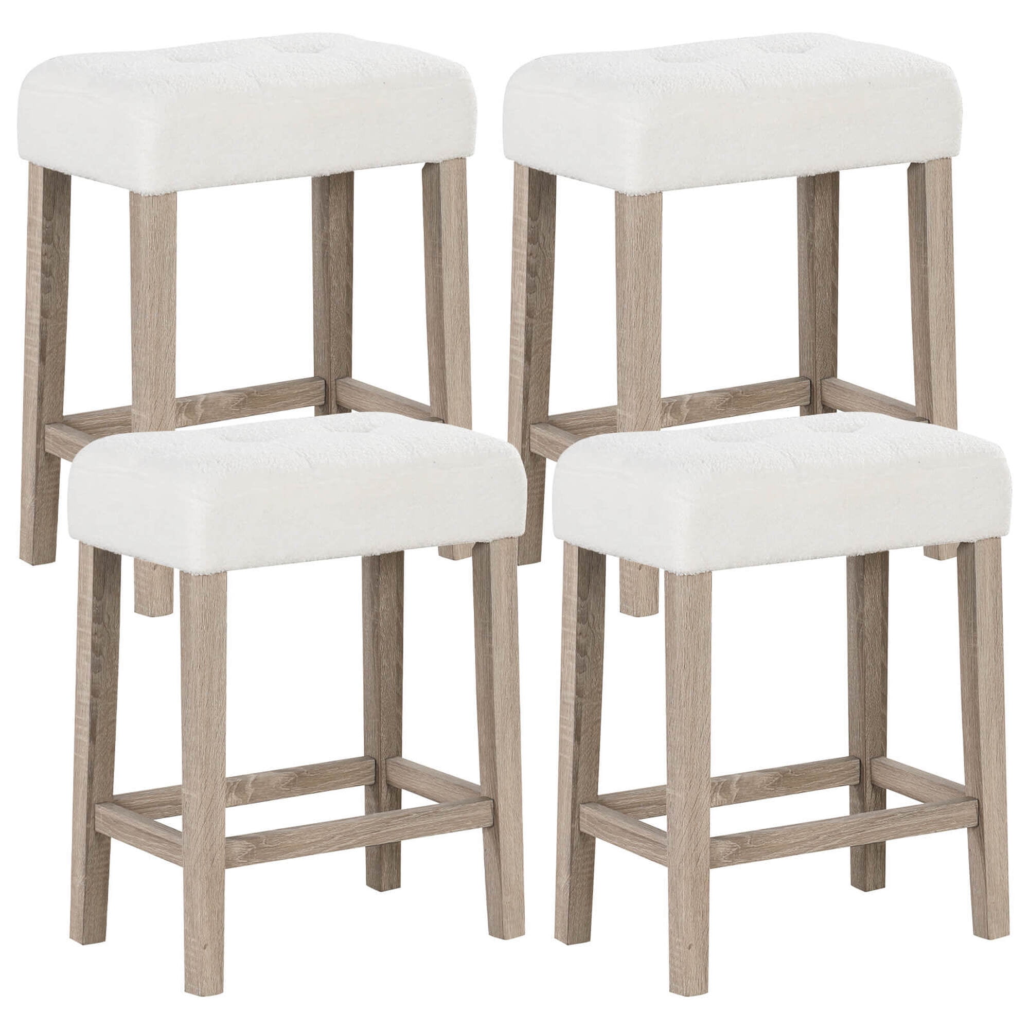 Costway Counter Height Bar Stools Set of 4 with Rubber Wood Legs Footrest Modern for Home