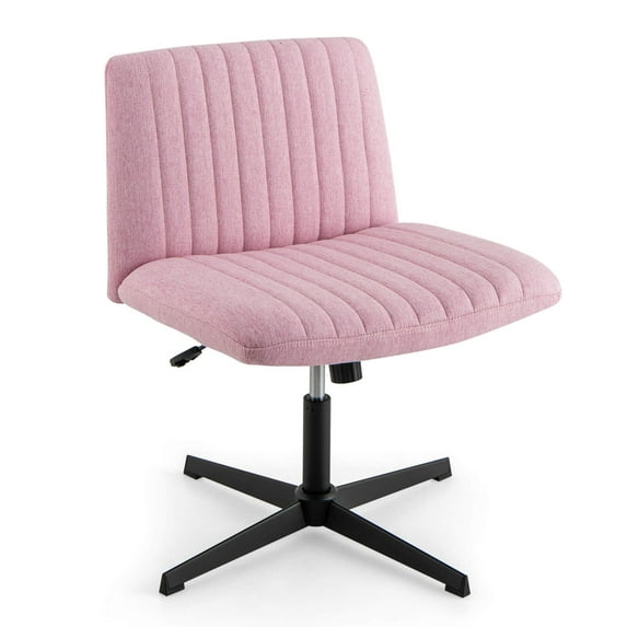 Costway Criss Cross Legged Office Chair Ergonomic Mid Back Computer Desk Chair Pink