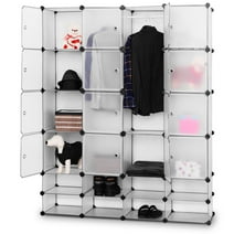 Costway DIY 24 Cube Portable Clothes Wardrobe Cabinet Closet Storage Organizer W/Doors