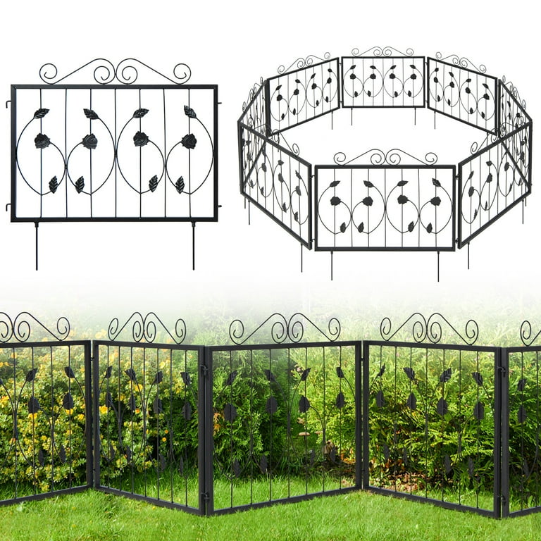 Costway 8-Panel Metal Yard Sections Decorative Garden Fence