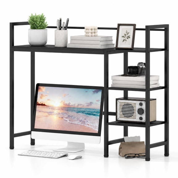 Costway Desktop Bookshelf, 4-Tier Desk Display Rack, Countertop Storage Organizer Black