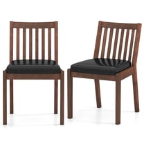 Costway Dining Chair Set of 2 PU Leather Upholstered Kitchen Armless Chairs Espresso