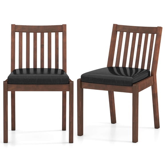 Costway Dining Chair Set of 2 PU Leather Upholstered Kitchen Armless Chairs Espresso