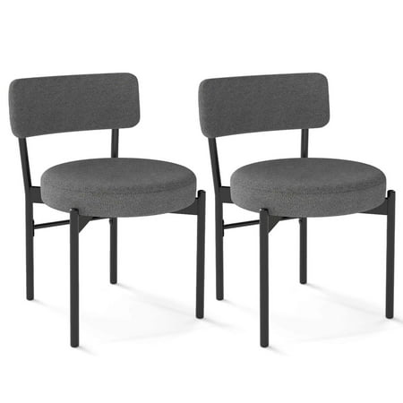 Costway - Dining Chair Set of 2 with Curved Backrest Padded Seat & Metal Legs for Dining Room - Gray