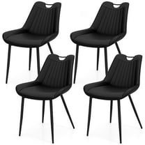 Costway Dining Chair Set of 4 Faux Leather Upholstered Kitchen Chairs with Metal Legs Black
