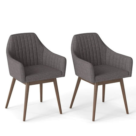 Costway Dining Chairs Set of 2 Upholstered Accent Chairs with Comfy Padded Backrest Gray