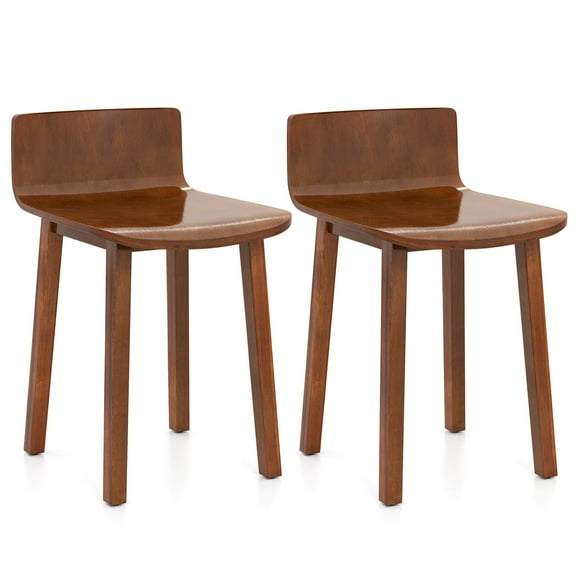 Costway Dining Chairs Set of 2 with Acacia Wood Legs Curved Seat & Low Back for Home