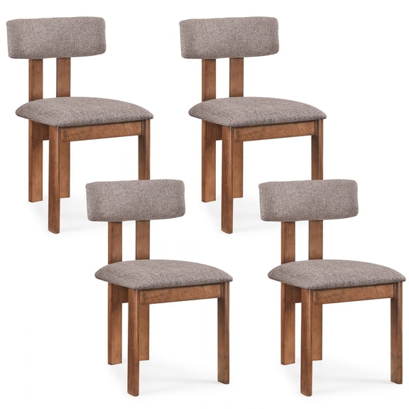 Costway Dining Chairs Set of 4 Upholstered Kitchen Side Chairs with Curved Backrest