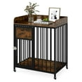 thumbnail image 1 of Costway Dog Crate Furniture with Wheels, Metal Frame, Lockable Casters, Wide Tabletop, 1 of 10