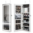 thumbnail image 1 of Costway Door Wall Mount Touch Screen LED Light Mirrored Jewelry Cabinet Storage White, 1 of 10