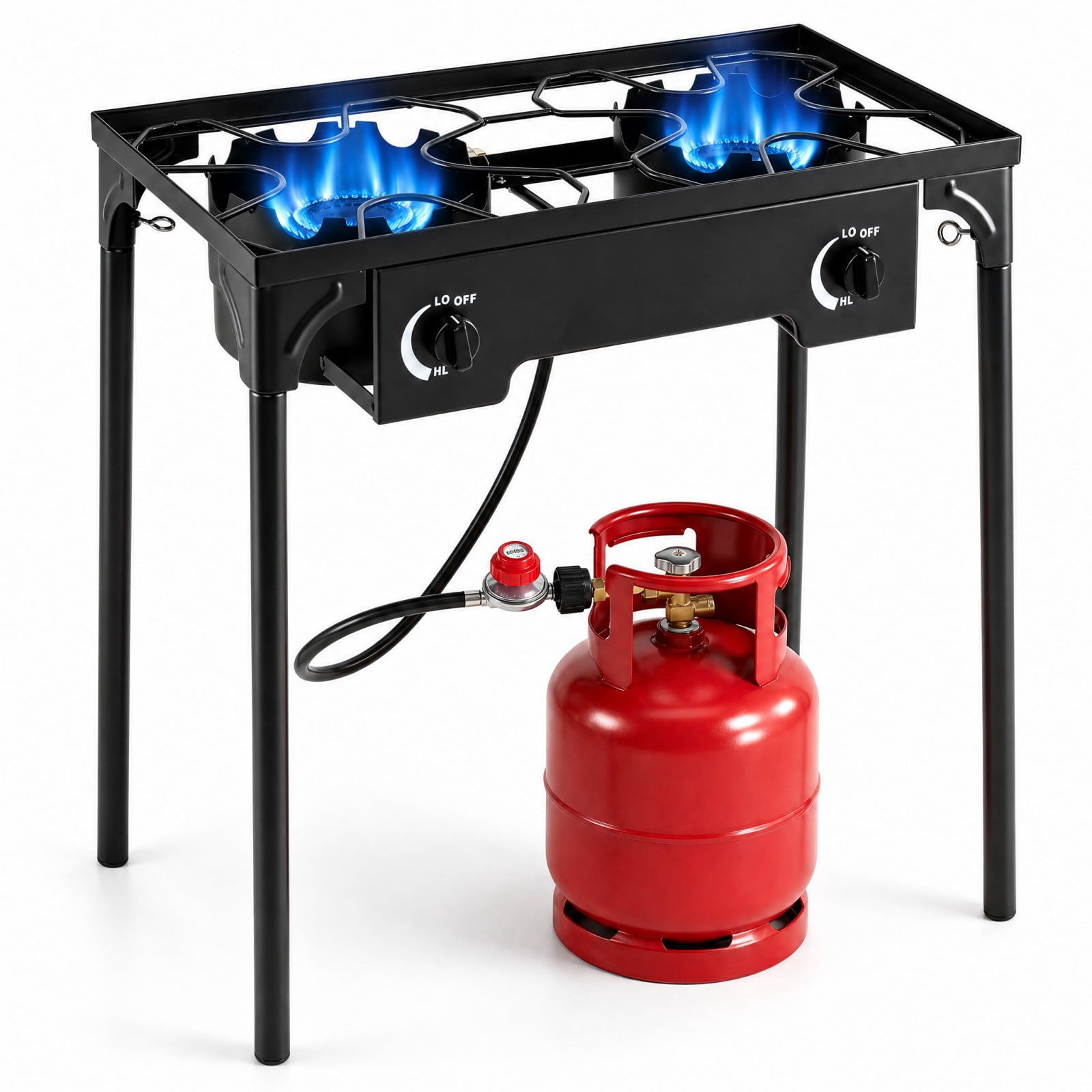 Costway Double Burner Gas Propane Cooker 160000 BTU Outdoor Picnic Stove Stand BBQ Grill