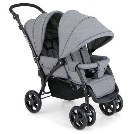 Costway Double Stroller Foldable Baby Twin Lightweight Travel Stroller Infant Pushchair Grey