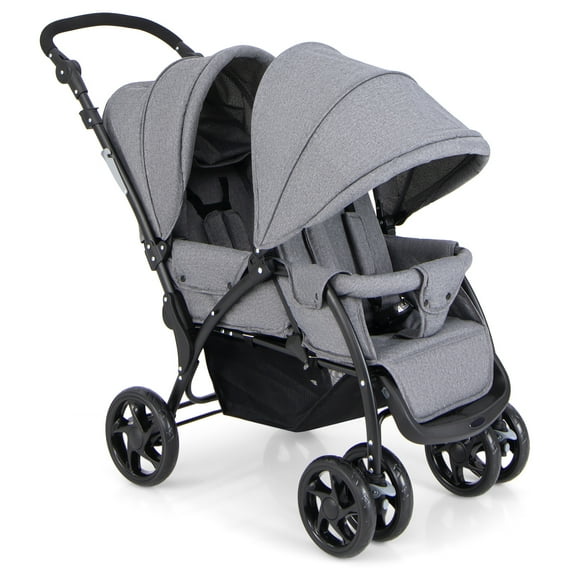Costway Double Stroller Foldable Baby Twin Lightweight Travel Stroller Infant Pushchair Grey