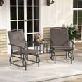 thumbnail image 1 of Costway Outdoor Bistro Sets Double Swing Glider Chair Rocker Glass Table Umbrella Hole Brown, 1 of 3