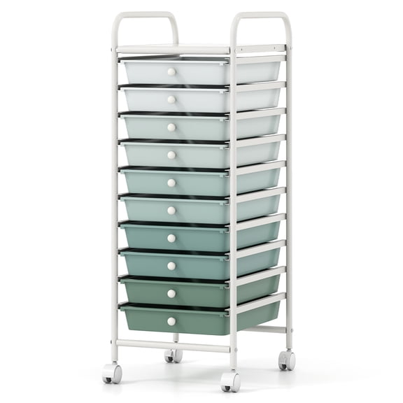 Costway Drawer Art & Craft Storage Cart, Storage Cart with Removable Drawers, Multipurpose Organizer Gradient Green