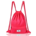 thumbnail image 1 of Costway Drawstring Backpack String Bag Folding Sports Sack w/Zipper Pocket Pink, 1 of 11