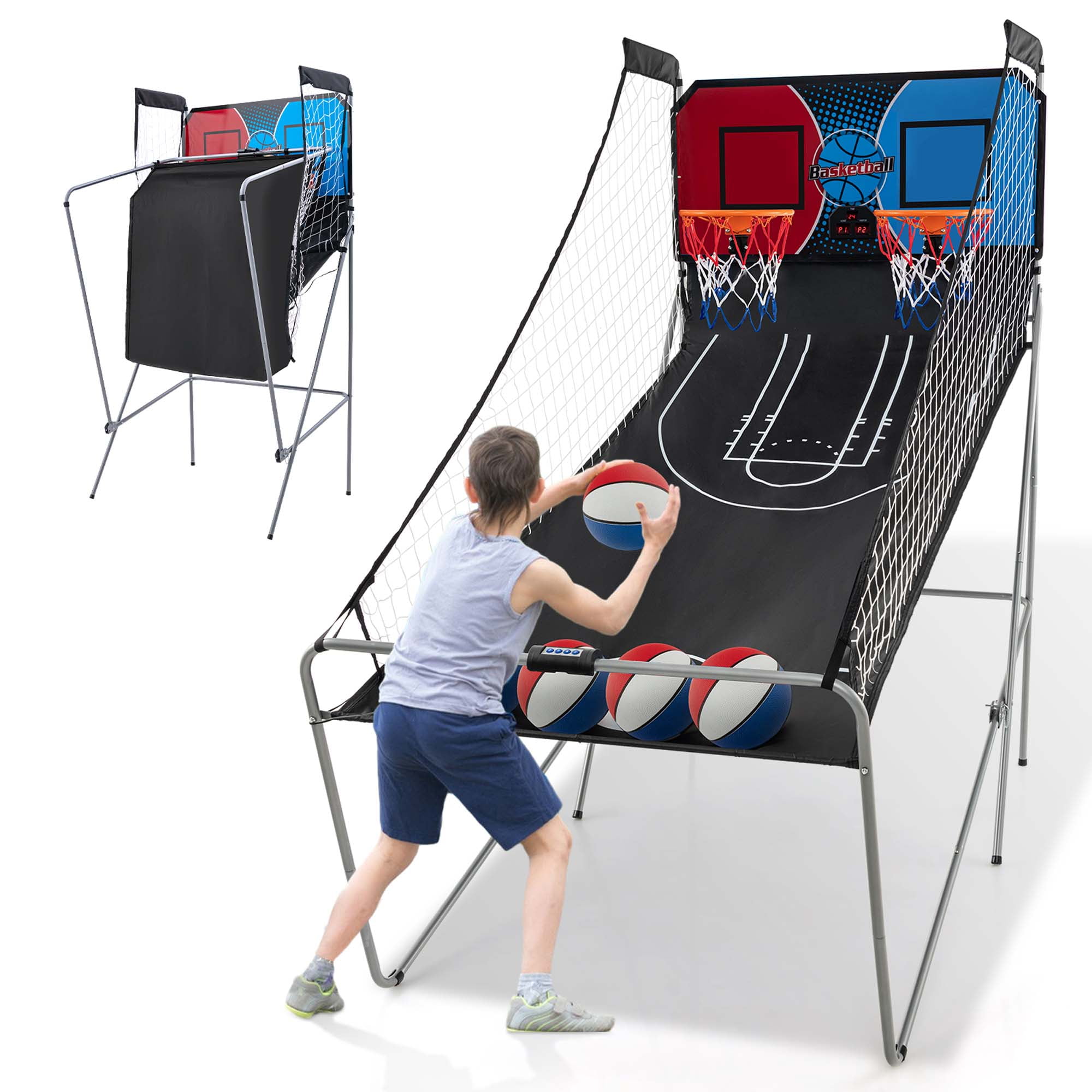 Costway Dual Shot Basketball Arcade Game with 8 Game Modes Arcade Sound