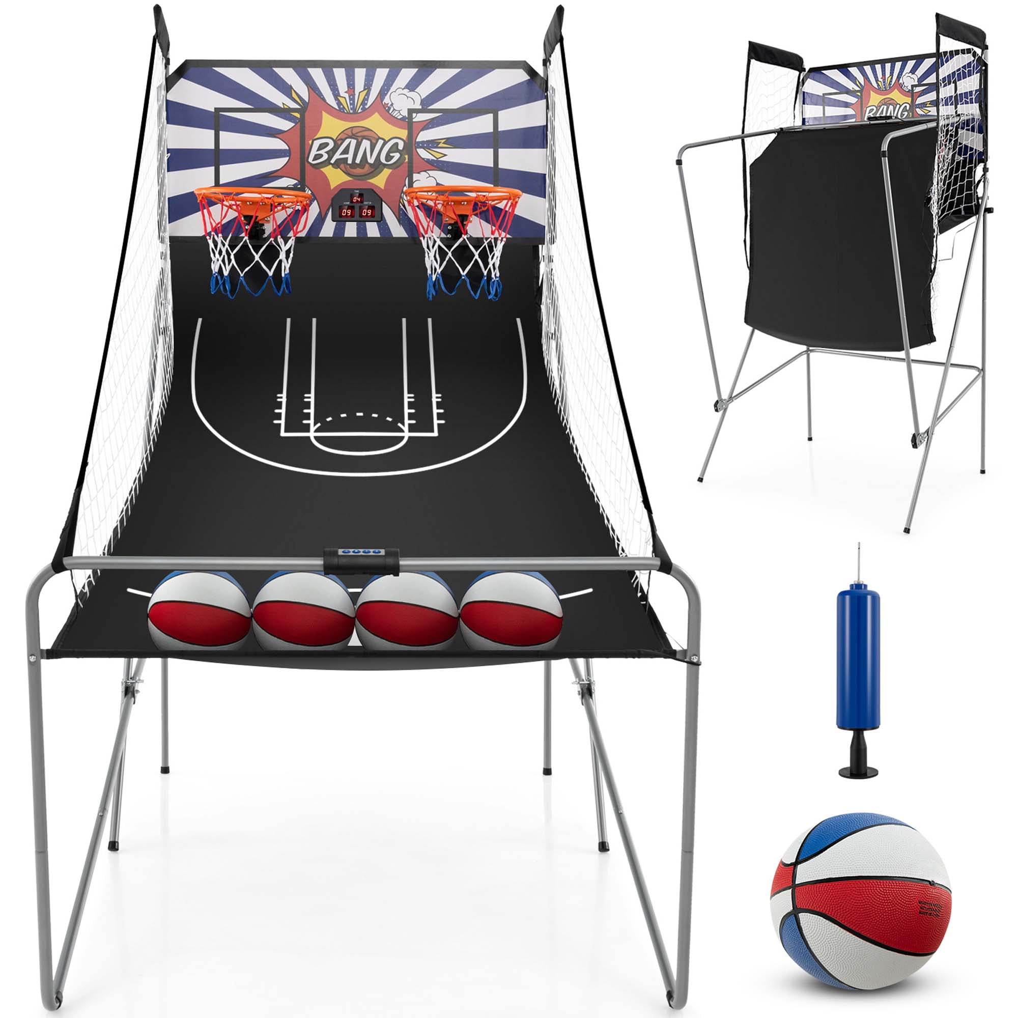 Costway Dual Shot Basketball Arcade Game with 8 Game Modes Arcade Sound