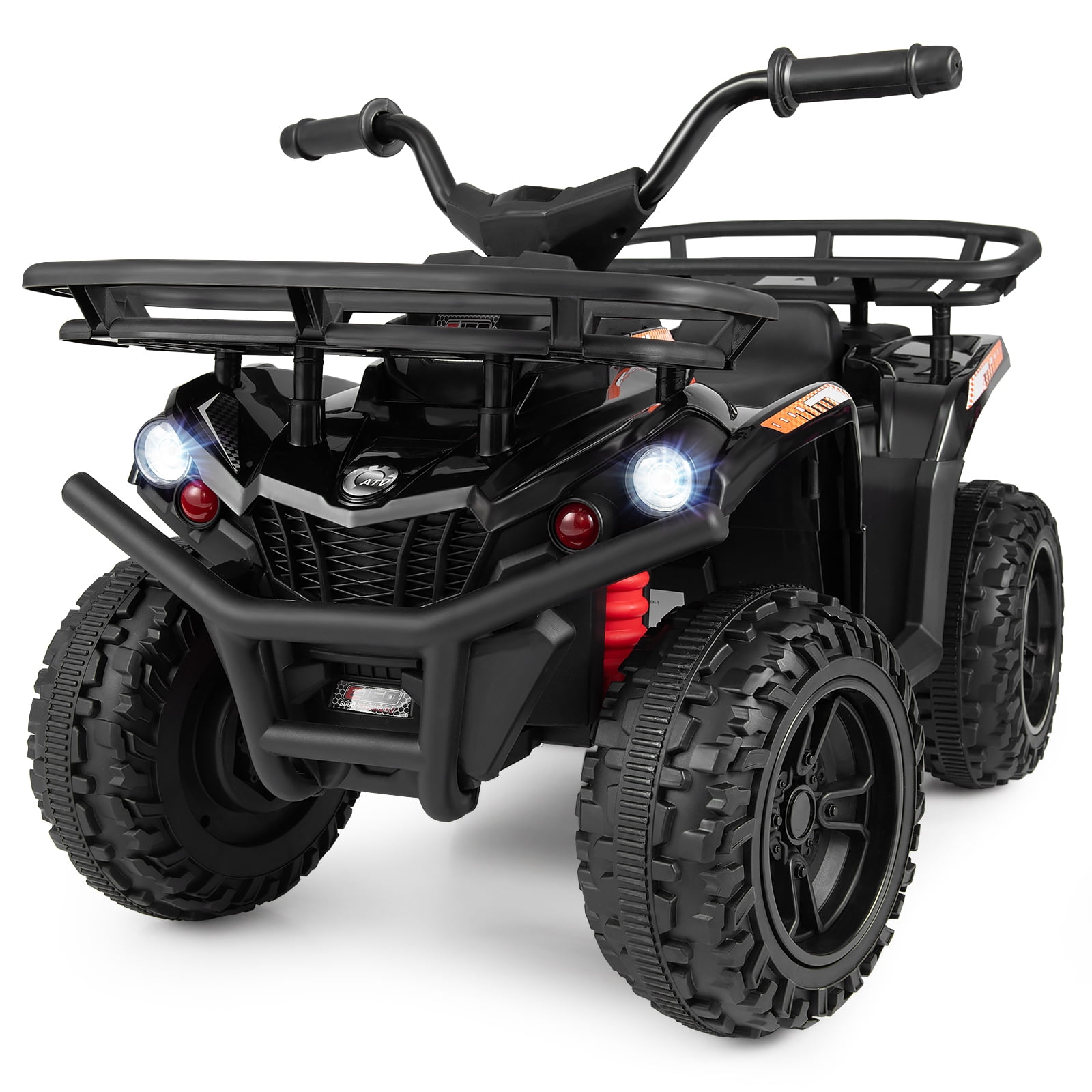 Costway Electric ATV for Kids, 24V Ride on Toy with Dual Motors & Basket, Dirt Quad Vehicle Black