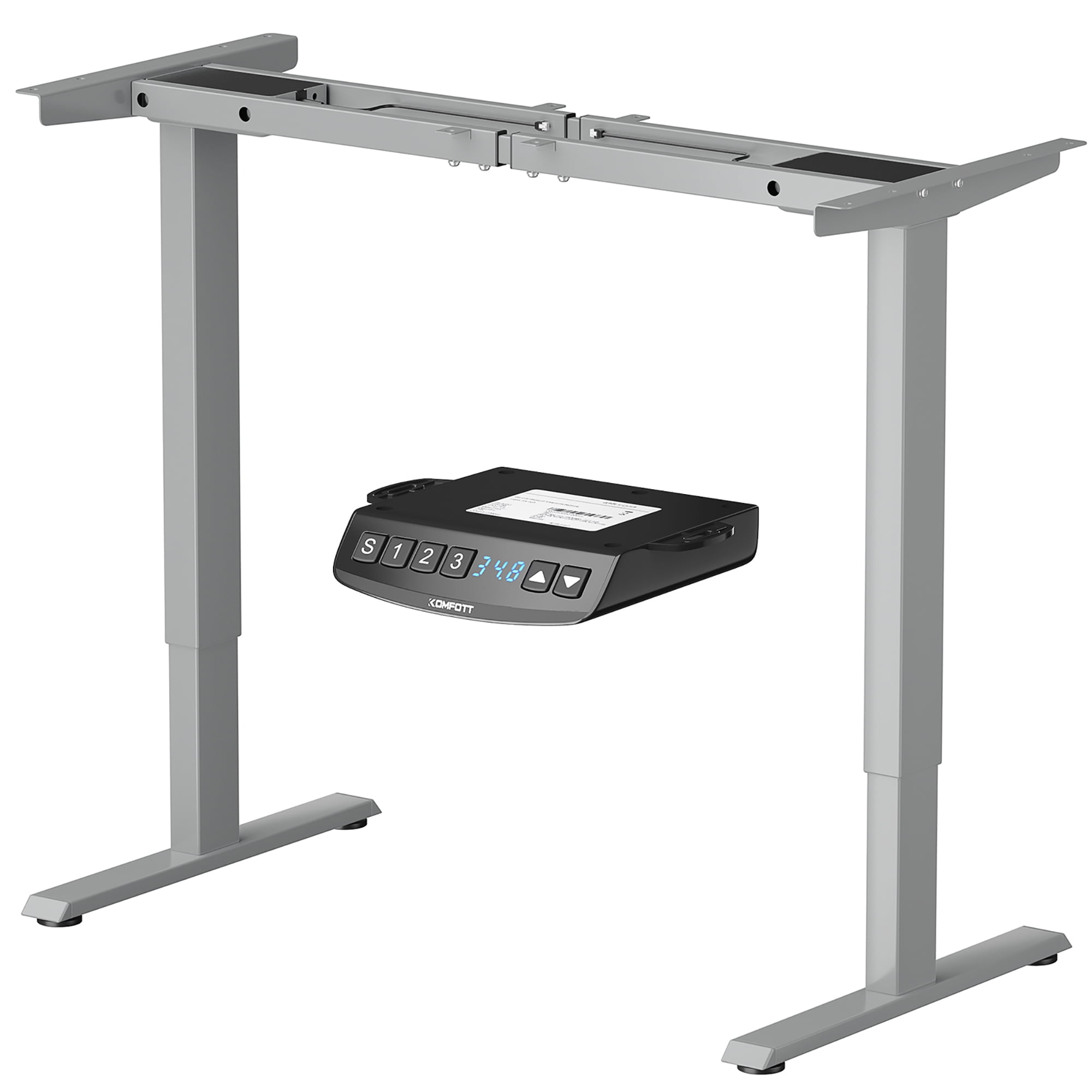 Angeles Home 53.5 in. W Steel Adjustable Electric Writing Sit-Stand Desk Frame with Button Controller, White, No Tabletop
