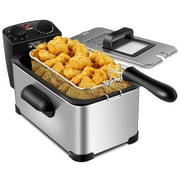 Costway Electric Deep Fryer 3.2 QT/12-Cup Stainless Steel 1700W with Frying Basket Silver