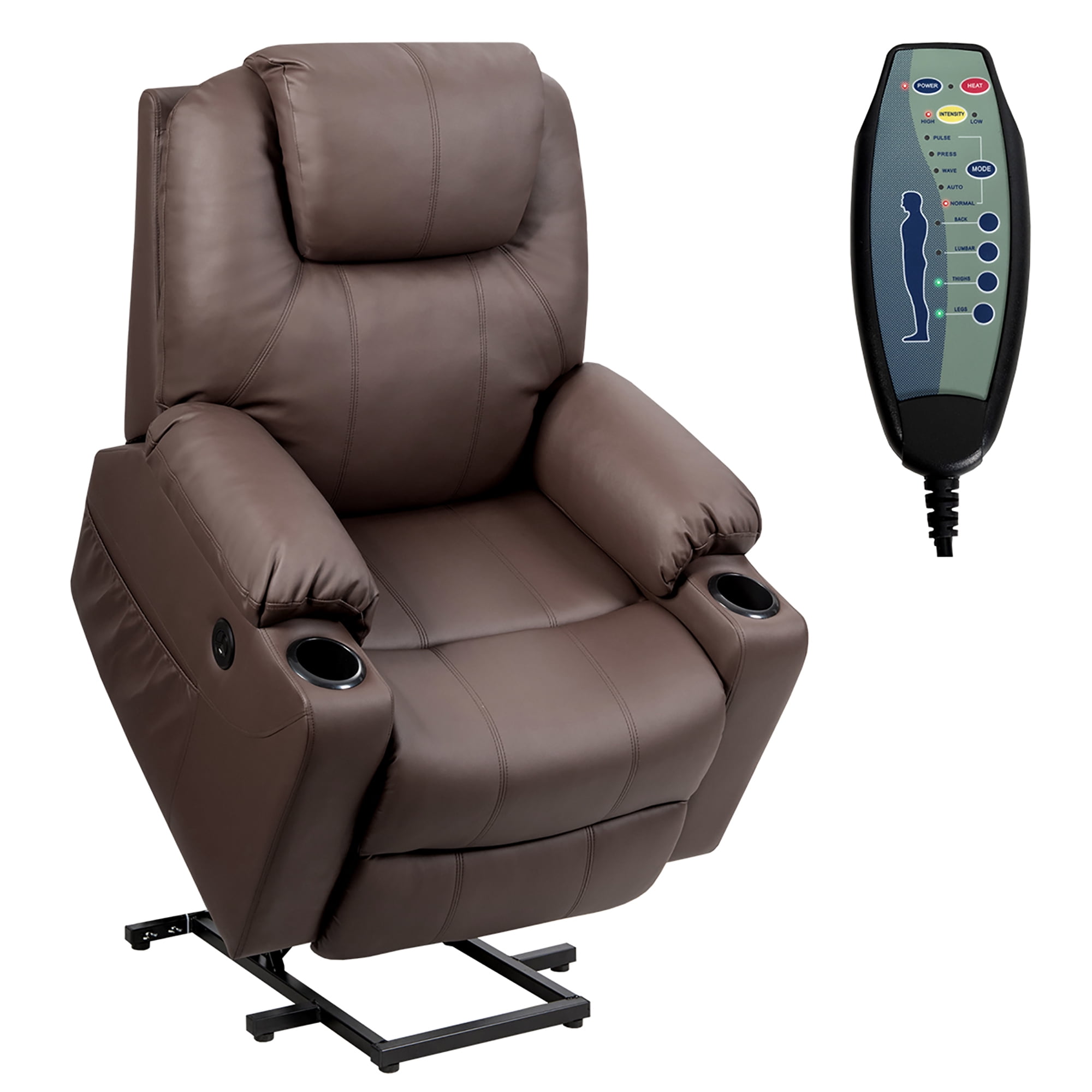 Costway Electric Recliner Chair Massage Sofa Leather w/ USB Charge Port