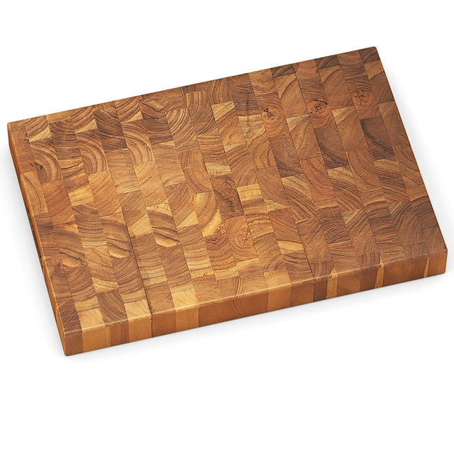 Costway End Grain Cutting Board 18" Teak Wood Chopping Block with Hand Grip