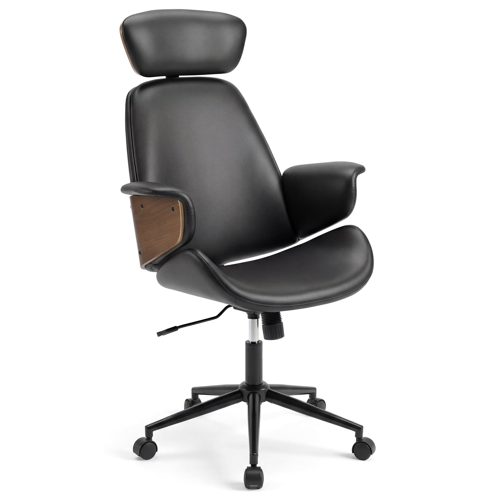 Costway Ergonomic Office Chair with Headrest, Adjustable Height, Faux Leather & Metal Base
