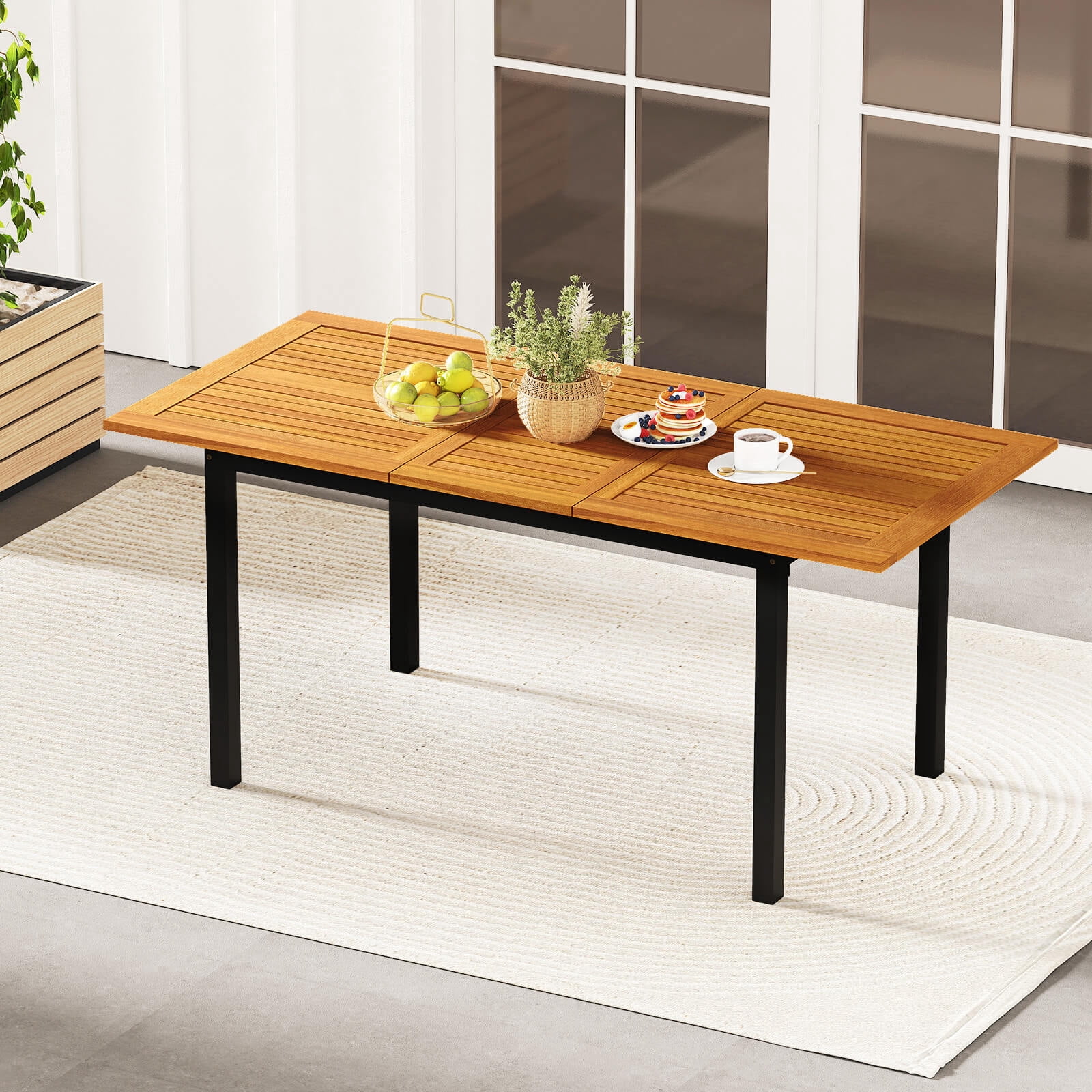 Costway Extendable Patio Dining Table for 4-8 People with 1.97 ...