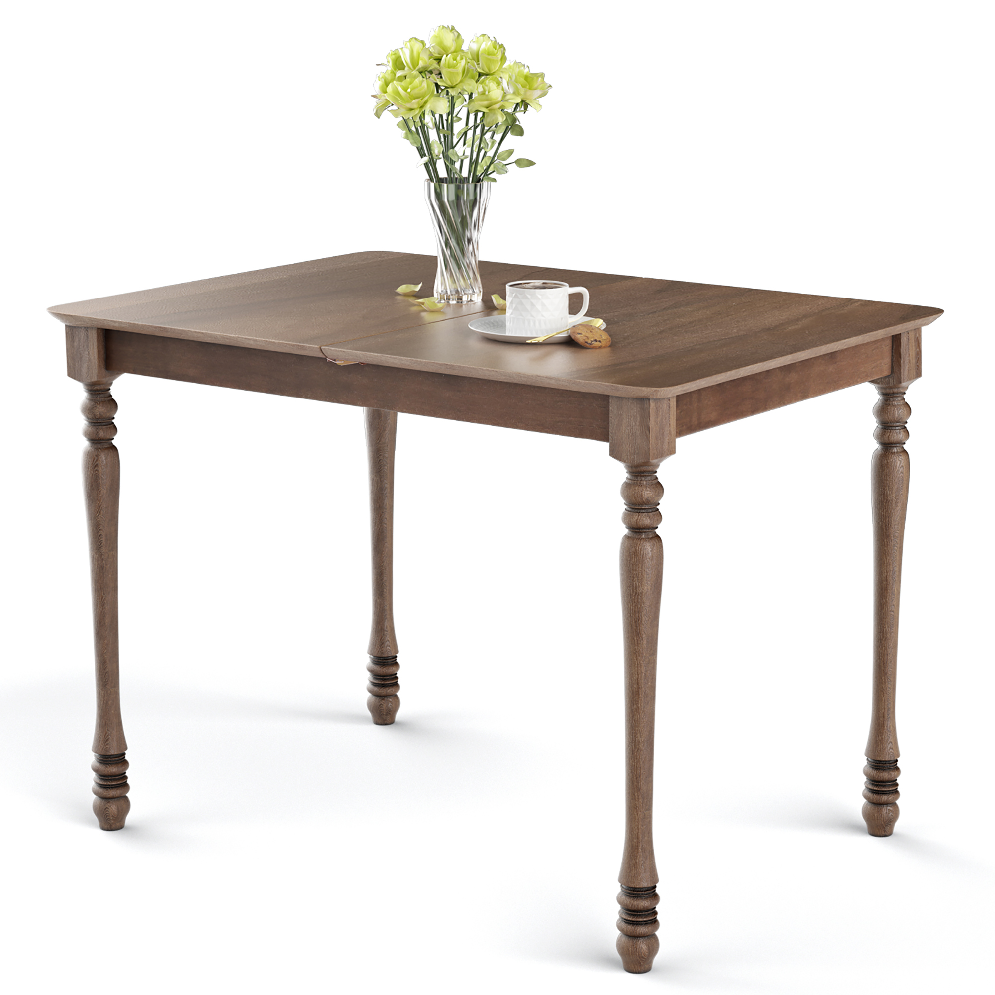 Costway Extension Dining Room Table Butter Leaf Rectangle Table w/ Hardwood Structure for