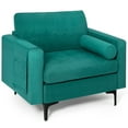 thumbnail image 1 of Costway Fabric Accent Armchair Single Sofa w/ Bolster & Side Storage Teal, 1 of 9